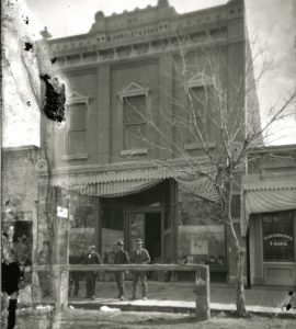 Black and white picture of the store, around 1900